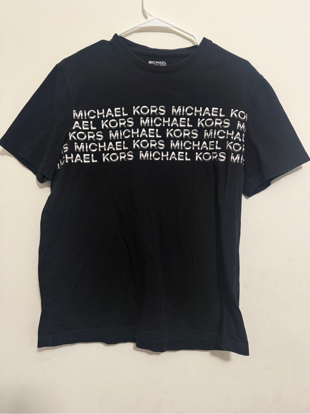 Michael Kors Black Short-Sleeve Logo Tee with White Script
